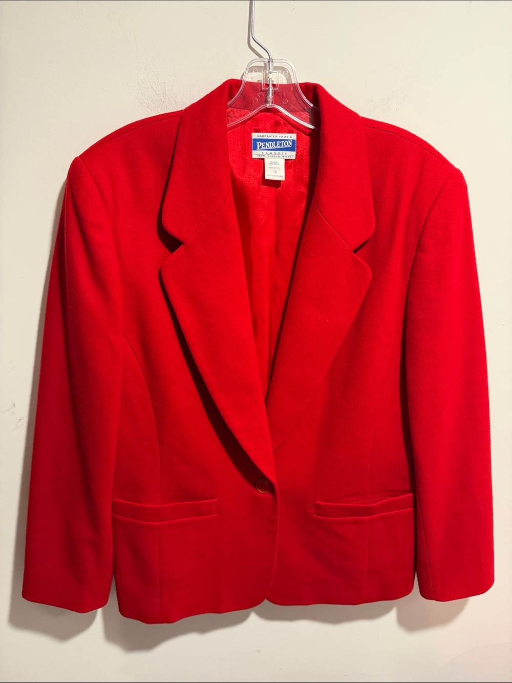 Vintage Pendleton Red 100% Virgin Wool Blazer